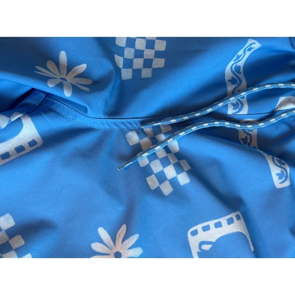 Goodfellow & Co Mens Light Blue Graphic Print Swim Trunks Size Medium M